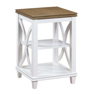 Pemberly Row Modern End Table in White and Brown Wood Finish