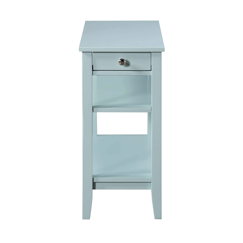 Pemberly Row Three Tier End Table With Drawer in Blue Wood Finish