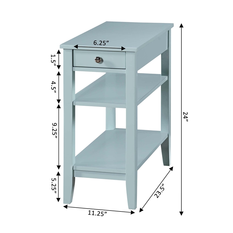 Pemberly Row Three Tier End Table With Drawer in Blue Wood Finish