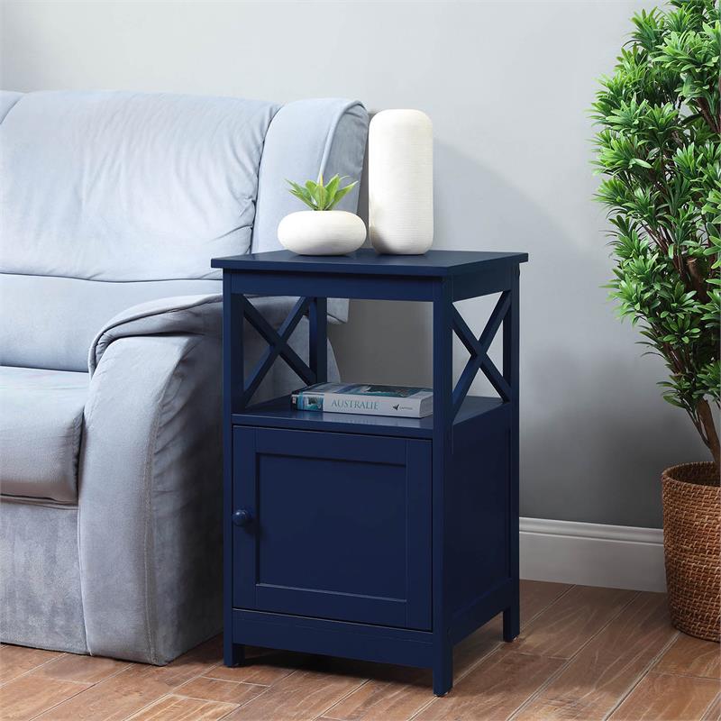 Pemberly Row End Table with Cabinet in Cobalt Blue Wood Finish
