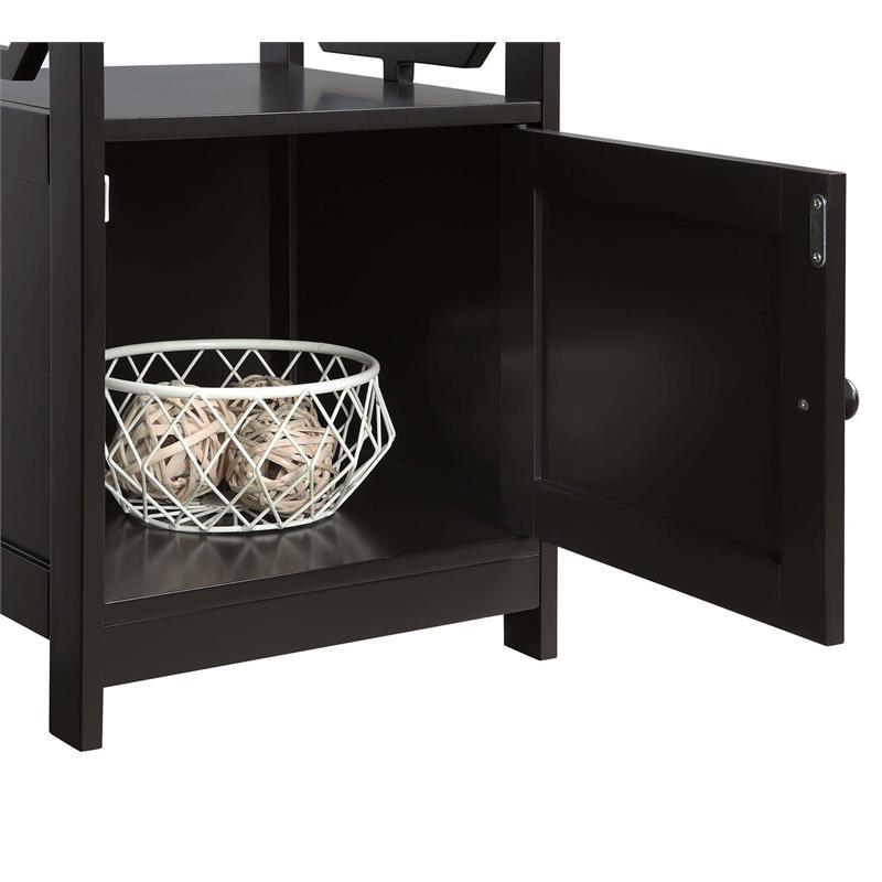 Pemberly Row Modern End Table with Cabinet in Espresso Wood Finish