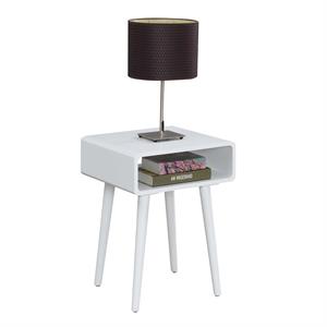 Pemberly Row Contemporary Square End Table in White Wood Finish