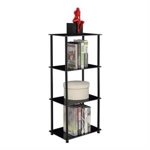 Pemberly Row Contemporary Classic Black Glass Four-Tier Tower