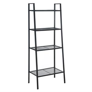 Pemberly Row Modern Four-Tier Plant Stand with Black Metal Frame