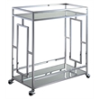 Pemberly Row Modern Bar Cart in Clear Glass and Chrome Metal Frame