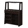 Pemberly Row Modern Wine Bar with Cabinet in Espresso Wood Finish