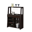 Pemberly Row Modern Wine Bar with Cabinet in Espresso Wood Finish