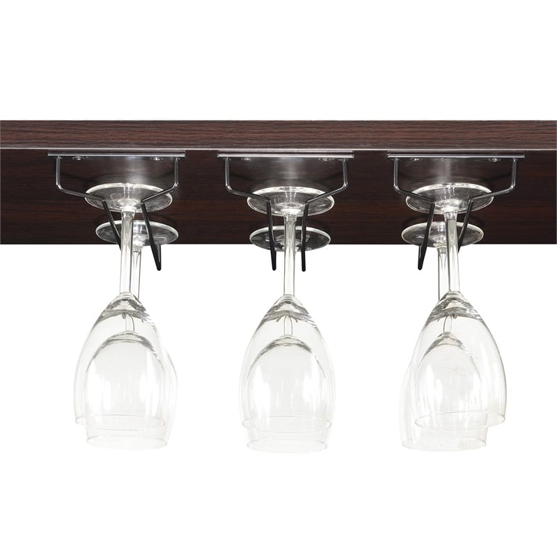 Pemberly Row Modern Wine Bar with Cabinet in Espresso Wood Finish