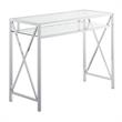 Pemberly Row 42-Inch Desk in Clear Glass and Chrome Metal Frame