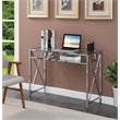 Pemberly Row 42-Inch Desk in Clear Glass and Chrome Metal Frame