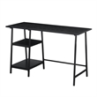 Pemberly Row Modern Trestle Wood Metal Desk in Black Wood Grain