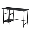 Pemberly Row Modern Trestle Wood Metal Desk in Black Wood Grain