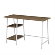 Pemberly Row Trestle Desk in Caramel Driftwood and White Metal Frame