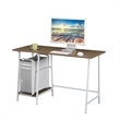 Pemberly Row Trestle Desk in Caramel Driftwood and White Metal Frame