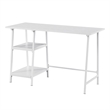 Pemberly Row Modern Trestle White Metal Desk with White Wood Top