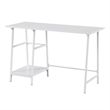 Pemberly Row Modern Trestle White Metal Desk with White Wood Top