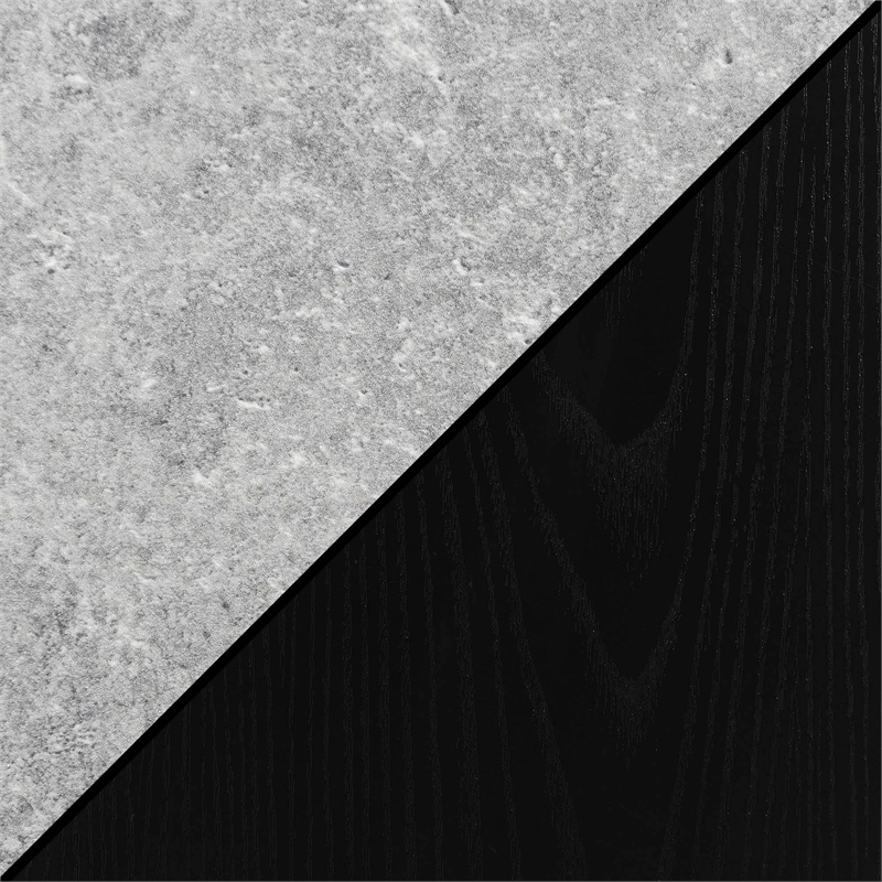 Pemberly Row Modern Plant Stand in Black Wood Finish with Gray Top