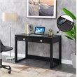Pemberly Row Two-Drawer Desk with Charging Station in Black Wood