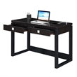 Pemberly Row Two-Drawer Desk with Charging Station in Black Wood