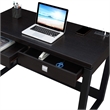 Pemberly Row Two-Drawer Desk with Charging Station in Black Wood