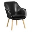 Pemberly Row Accent Chair in Blue Linen Fabric with Wood Legs