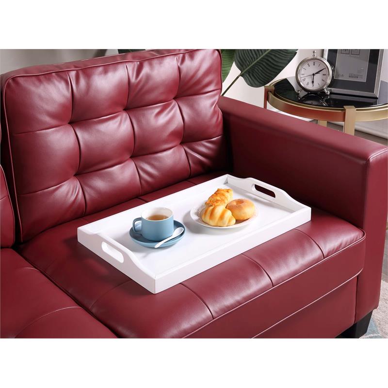 Pemberly Row Modern / Contemporary Serving Tray in White Wood Finish