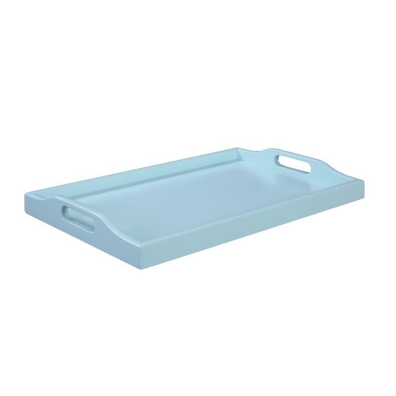 Pemberly Row Modern Serving Tray in Sea Foam Blue Wood Finish