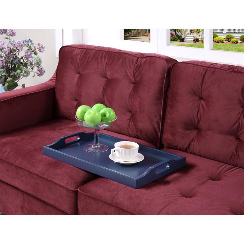 Pemberly Row Contemporary Serving Tray in Cobalt Blue Wood Finish