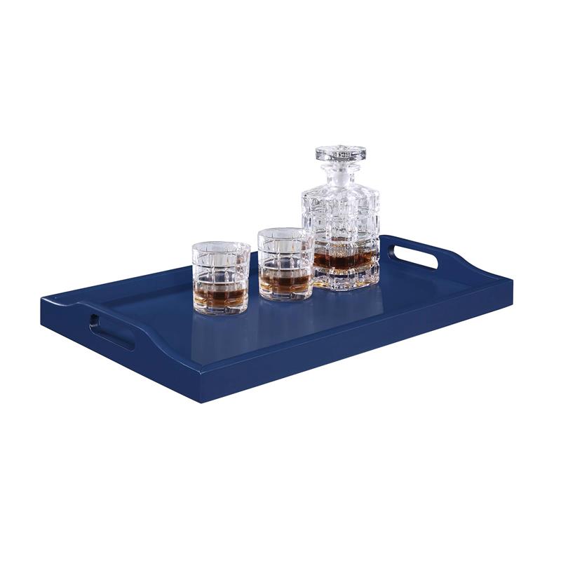 Pemberly Row Contemporary Serving Tray in Cobalt Blue Wood Finish