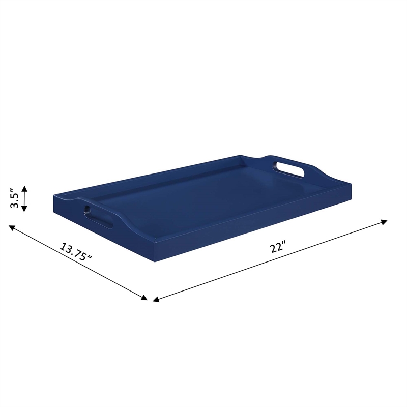 Pemberly Row Contemporary Serving Tray in Cobalt Blue Wood Finish
