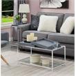 Pemberly Row Modern Coffee Table in Clear Glass and Chrome Metal