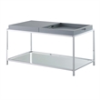 Pemberly Row Modern Coffee Table in Clear Glass and Chrome Metal