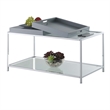 Pemberly Row Modern Coffee Table in Clear Glass and Chrome Metal