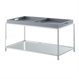 Pemberly Row Modern Coffee Table in Clear Glass and Chrome Metal