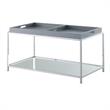 Pemberly Row Modern Coffee Table in Clear Glass and Chrome Metal