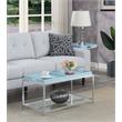 Pemberly Row Modern Coffee Table in Clear Glass and Chrome Metal