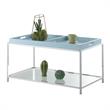Pemberly Row Modern Coffee Table in Clear Glass and Chrome Metal
