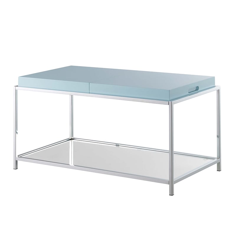 Pemberly Row Modern Coffee Table in Clear Glass and Chrome Metal