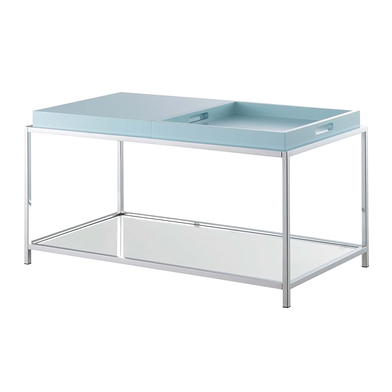 Pemberly Row Modern Coffee Table in Clear Glass and Chrome Metal