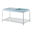 Pemberly Row Modern Coffee Table in Clear Glass and Chrome Metal