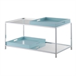 Pemberly Row Modern Coffee Table in Clear Glass and Chrome Metal