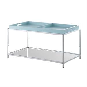 Pemberly Row Modern Coffee Table in Clear Glass and Chrome Metal