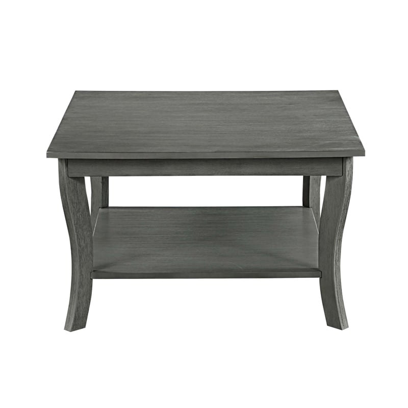 Pemberly Row Contemporary Square Coffee Table in Gray Wood Finish