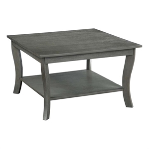 Pemberly Row Contemporary Square Coffee Table in Gray Wood Finish