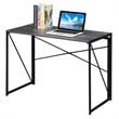 Pemberly Row Folding Desk in Gray Wood Finish and Black Metal Frame