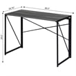 Pemberly Row Folding Desk in Gray Wood Finish and Black Metal Frame