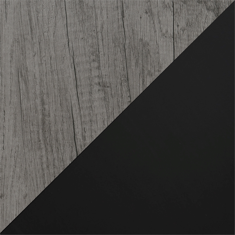 Pemberly Row Folding Desk in Gray Wood Finish and Black Metal Frame