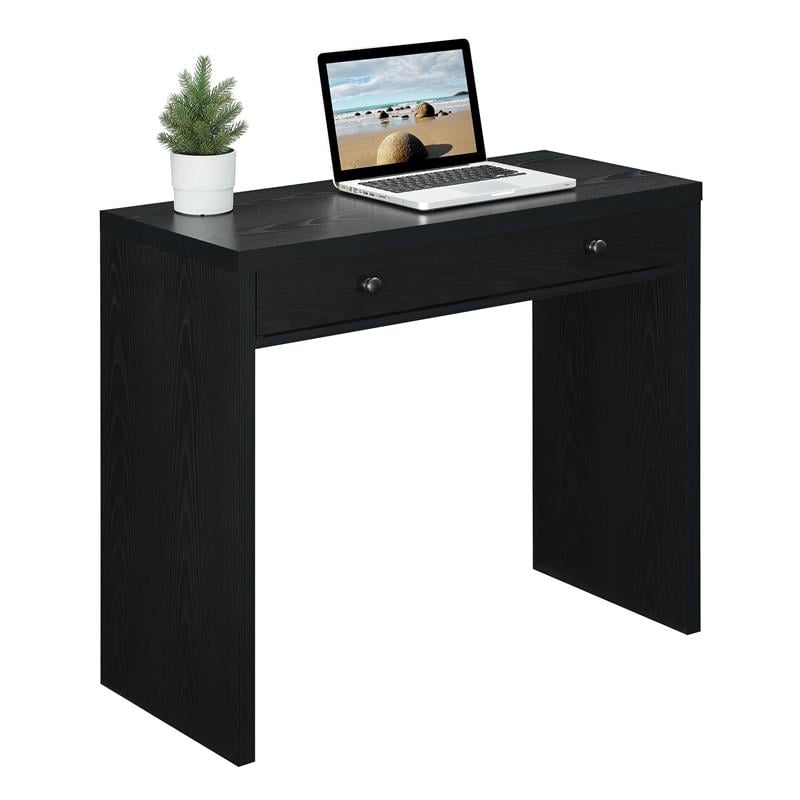 Pemberly Row Modern 36-inch Desk with Drawer in Black Wood Finish