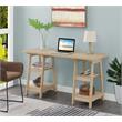 Pemberly Row Modern Double Trestle Desk in Natural Wood Finish