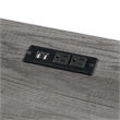 Pemberly Row Trestle Desk with Charging Station in Gray Wood